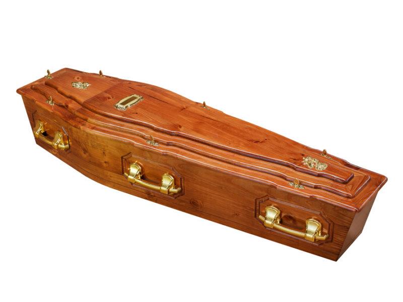 Soft Wool coffin with felted exterior and wooden frame