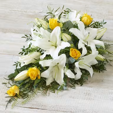 Serenity Standing Spray with white roses and lilies