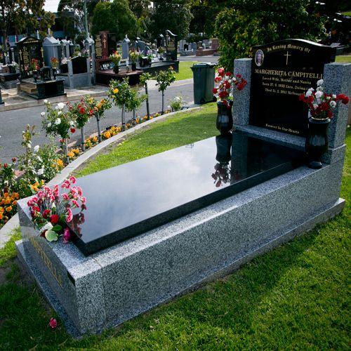 Bronze Flat Marker mounted on granite base for lawn-level cemeteries